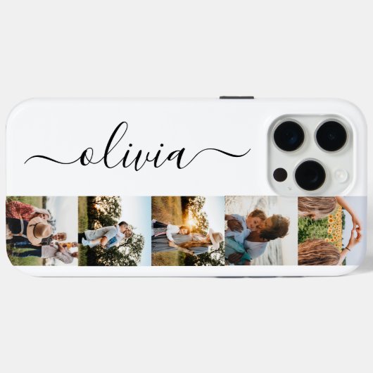 Monogram gepersonaliseerde 5 fotocollage Case-Mate iPhone case (Achterkant (horizontaal))