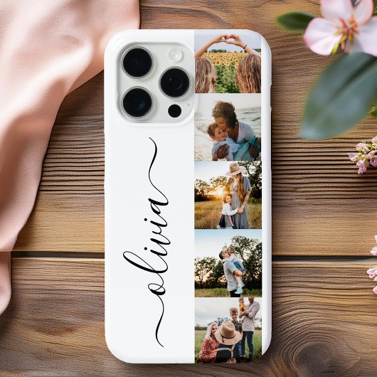 Monogram gepersonaliseerde 5 fotocollage Case-Mate iPhone case