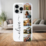 Monogram gepersonaliseerde 5 fotocollage iPhone 15 pro max hoesje<br><div class="desc">Elegant Script Monogram Gepersonaliseerde 5 Photo Collage iPhone Case</div>