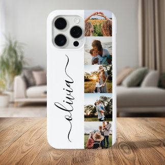 Monogram gepersonaliseerde 5 fotocollage iPhone 15 pro max hoesje