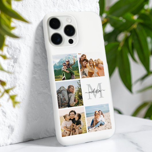 Monogram gepersonaliseerde 5 fotocollage Case-Mate iPhone case