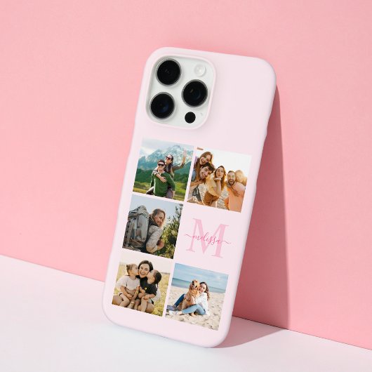 Monogram gepersonaliseerde 5 fotocollage Case-Mate iPhone case