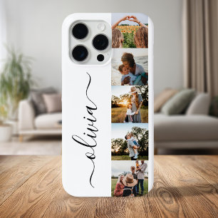 Monogram gepersonaliseerde 5 fotocollage iPhone 15 pro max case
