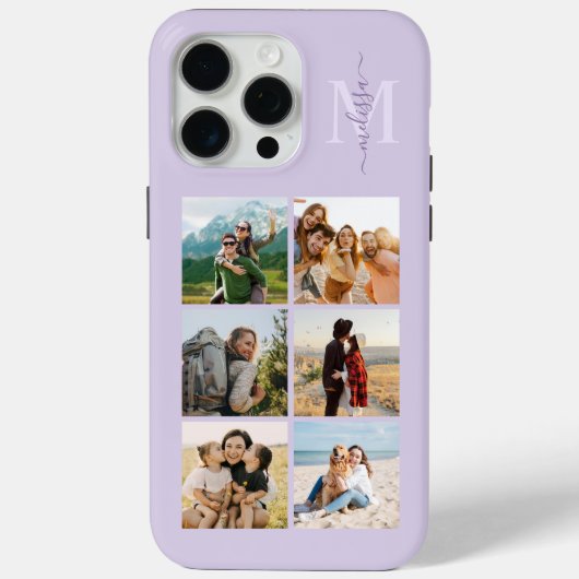 Monogram gepersonaliseerde 6 fotocollage Case-Mate iPhone case (Achterkant)