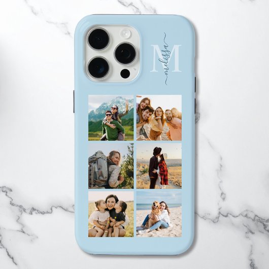 Monogram gepersonaliseerde 6 fotocollage Case-Mate iPhone case