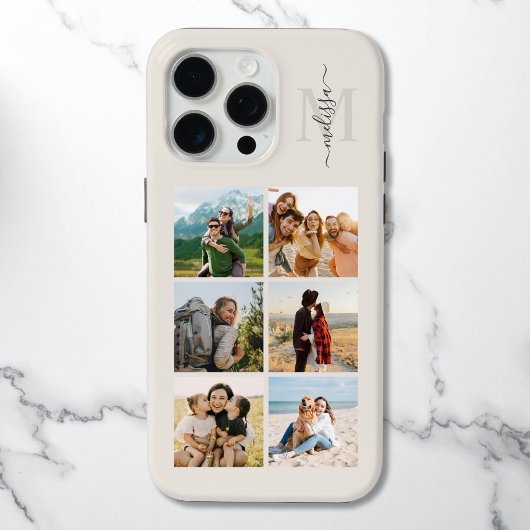 Monogram gepersonaliseerde 6 fotocollage Case-Mate iPhone case