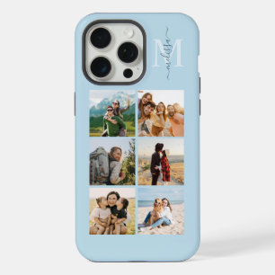 Monogram gepersonaliseerde 6 fotocollage iPhone 15 pro max case