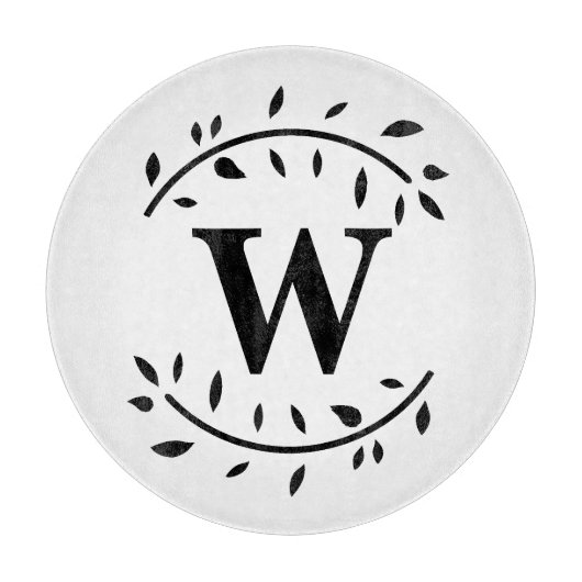 Monogram Gepersonaliseerde Bladkrans Snijplank (Voorkant)