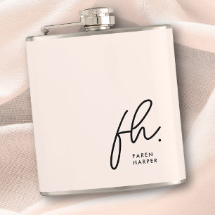 Monogram Gepersonaliseerde Blush Pink Chic Bachelo Heupfles