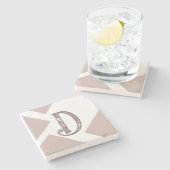 Monogram gepersonaliseerde bruine neutrale geometr stenen onderzetter (Zijkant)