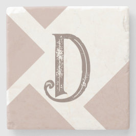 Monogram gepersonaliseerde bruine neutrale geometr stenen onderzetter