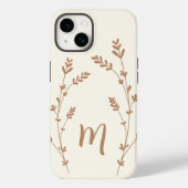 Monogram gepersonaliseerde chic leaves design brow Case-Mate iPhone case (Achterkant)