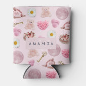 Monogram Gepersonaliseerde Coquette Roze Maan Vrou Blikjeskoeler (Voorkant)