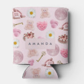 Monogram Gepersonaliseerde Coquette Roze Maan Vrou Blikjeskoeler (Achterkant)