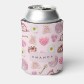 Monogram Gepersonaliseerde Coquette Roze Maan Vrou Blikjeskoeler (Blikje Achterkant)