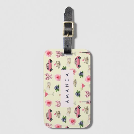 Monogram Gepersonaliseerde Coquette  Zeeschelp Bagagelabel (Voorkant (verticaal))