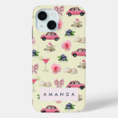 Monogram Gepersonaliseerde Coquette  Zeeschelp Case-Mate iPhone Case (Achterkant)