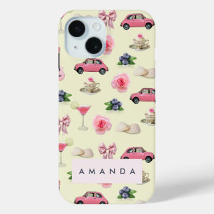 Monogram Gepersonaliseerde Coquette Zeeschelp iPhone 15 Case