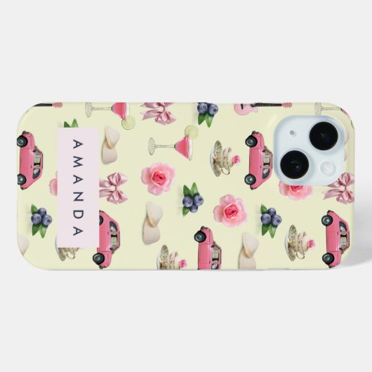 Monogram Gepersonaliseerde Coquette  Zeeschelp Case-Mate iPhone Case (Achterkant (horizontaal))