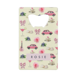 Monogram Gepersonaliseerde Coquette  Zeeschelp Creditkaart Flessenopener