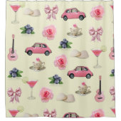 Monogram Gepersonaliseerde Coquette Zeeschelp Douchegordijn (Voorkant)