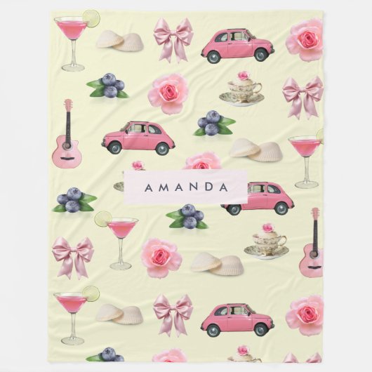Monogram Gepersonaliseerde Coquette  Zeeschelp Fleece Deken (Voorkant)