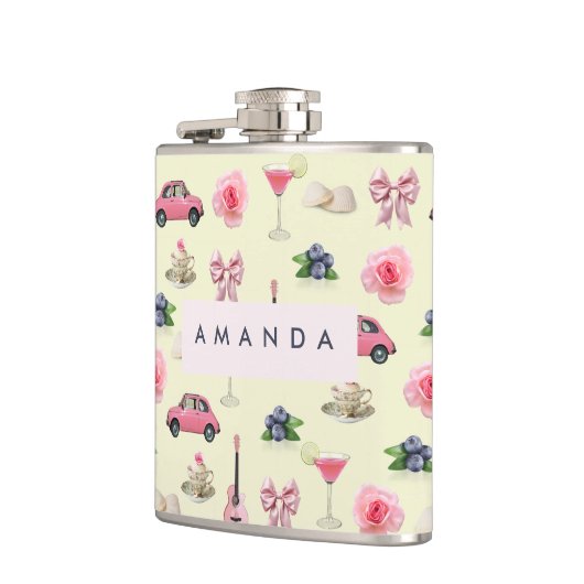 Monogram Gepersonaliseerde Coquette  Zeeschelp Heupfles (Links)