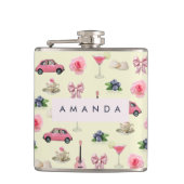 Monogram Gepersonaliseerde Coquette Zeeschelp Heupfles (Voorkant)