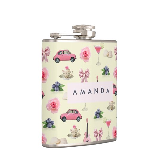 Monogram Gepersonaliseerde Coquette Zeeschelp Heupfles (Rechts)