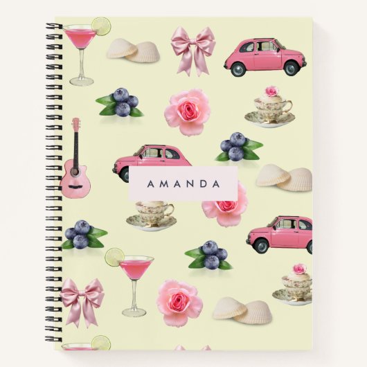 Monogram Gepersonaliseerde Coquette  Zeeschelp Notitieboek (Voorkant)