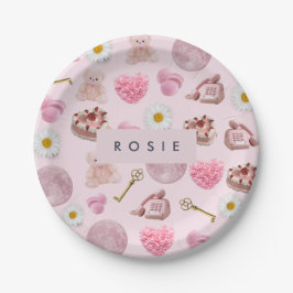 Monogram Gepersonaliseerde Coquette  Zeeschelp Papieren Bordje