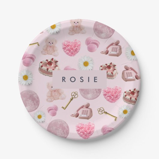 Monogram Gepersonaliseerde Coquette  Zeeschelp Papieren Bordje (Voorkant)