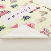 Monogram Gepersonaliseerde Coquette  Zeeschelp Sherpa Deken (3/4)