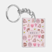 Monogram Gepersonaliseerde Coquette  Zeeschelp Sleutelhanger (Voorkant Links)