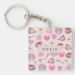 Monogram Gepersonaliseerde Coquette Zeeschelp Sleutelhanger