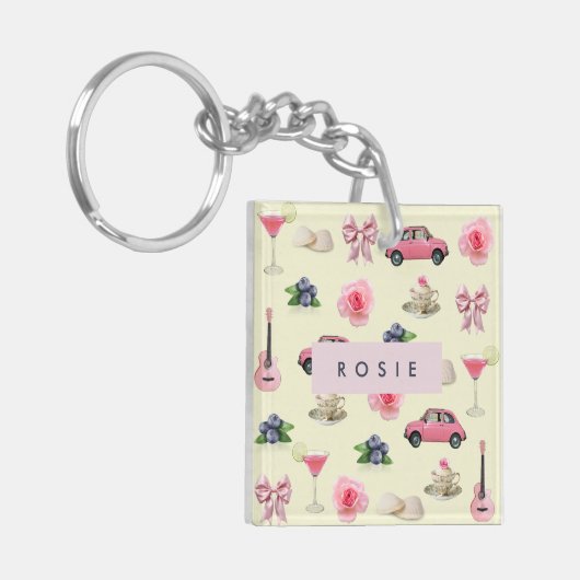 Monogram Gepersonaliseerde Coquette  Zeeschelp Sleutelhanger (Voorkant Links)