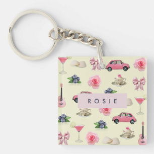 Monogram Gepersonaliseerde Coquette Zeeschelp Sleutelhanger