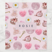 Monogram Gepersonaliseerde Coquette Zeeschelp Wijn Etiket (Enkel label)