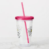 Monogram gepersonaliseerde Daisy Doodle Gift Acryl Drinkbeker (Links)