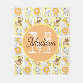 Monogram gepersonaliseerde dierentuin dier fleece