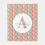 Monogram gepersonaliseerde donuts fleece deken (Voorkant)