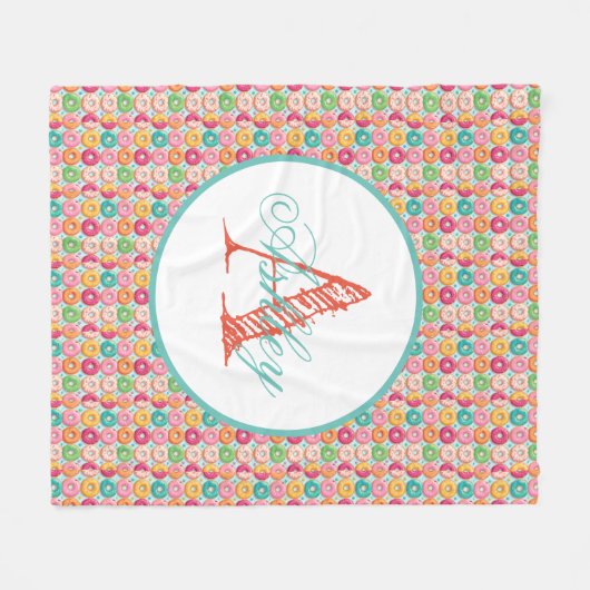 Monogram gepersonaliseerde donuts fleece deken (Voorkant (Horizontaal))