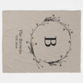 Monogram Gepersonaliseerde Familienaam Rustiek Lin Fleece Deken (Voorkant (Horizontaal))