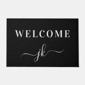 Monogram Gepersonaliseerde familienaam Welkom Deurmat (Voorkant)