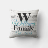 Monogram gepersonaliseerde Faux-houtfamilie Kussen (Achterkant)