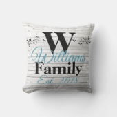Monogram gepersonaliseerde Faux-houtfamilie Kussen (Voorkant)