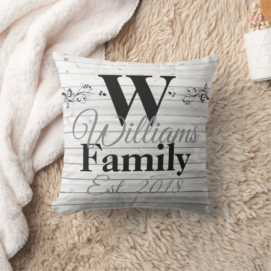 Monogram gepersonaliseerde Faux-houtfamilie Kussen (Deken)