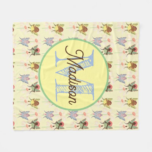 Monogram gepersonaliseerde fee fleece deken (Voorkant (Horizontaal))