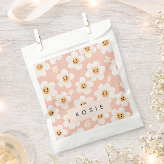 Monogram Gepersonaliseerde Glimlach Daisy Bloemenp Bedankzakje (Geknipt)