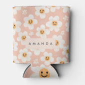 Monogram Gepersonaliseerde Glimlach Daisy Bloemenp Blikjeskoeler (Voorkant)